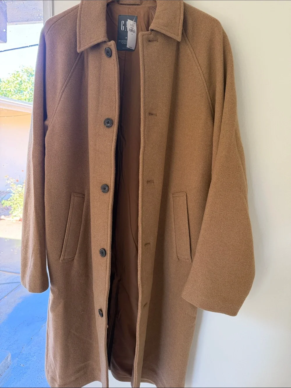 GAP Men's Camel Wool-Blend Pea Coat - Picture 5 of 6